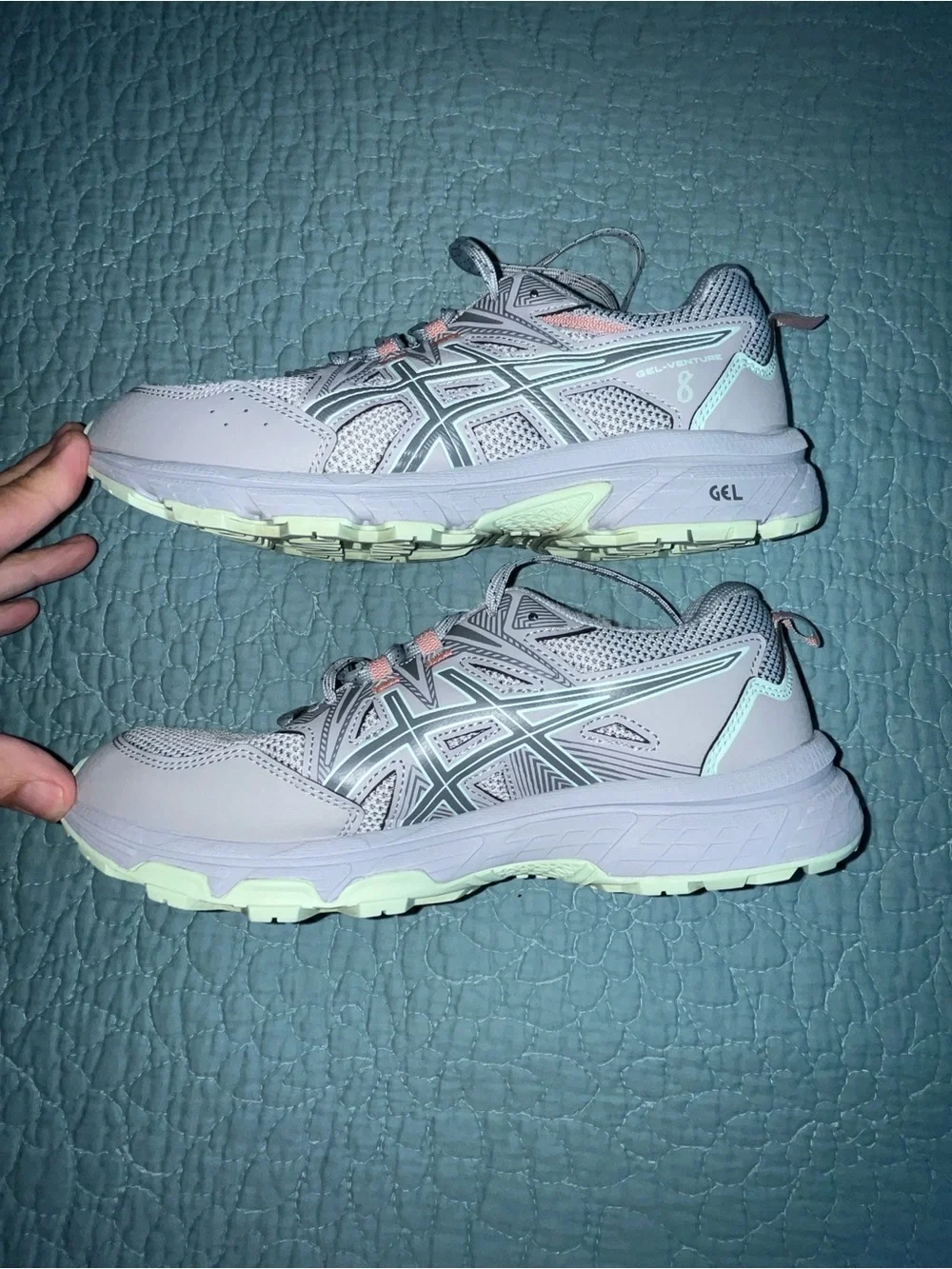 Asics Womens Gel Venture 8 1012B231 Gray/Teal Running Shoes Sneakers Size 9.5 W